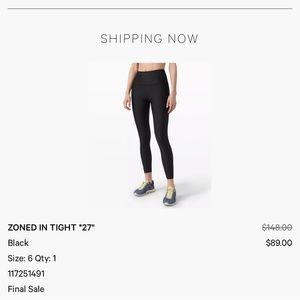 Lululemon Like new Zoned in tight 27”